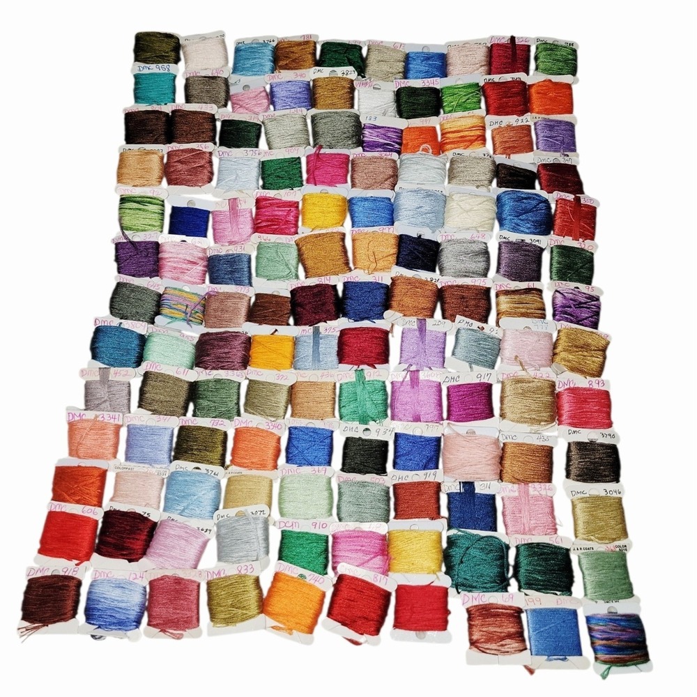 DMC Embroidery Floss Lot 130 Bobbins Assorted Colors Cross Stitch Thread